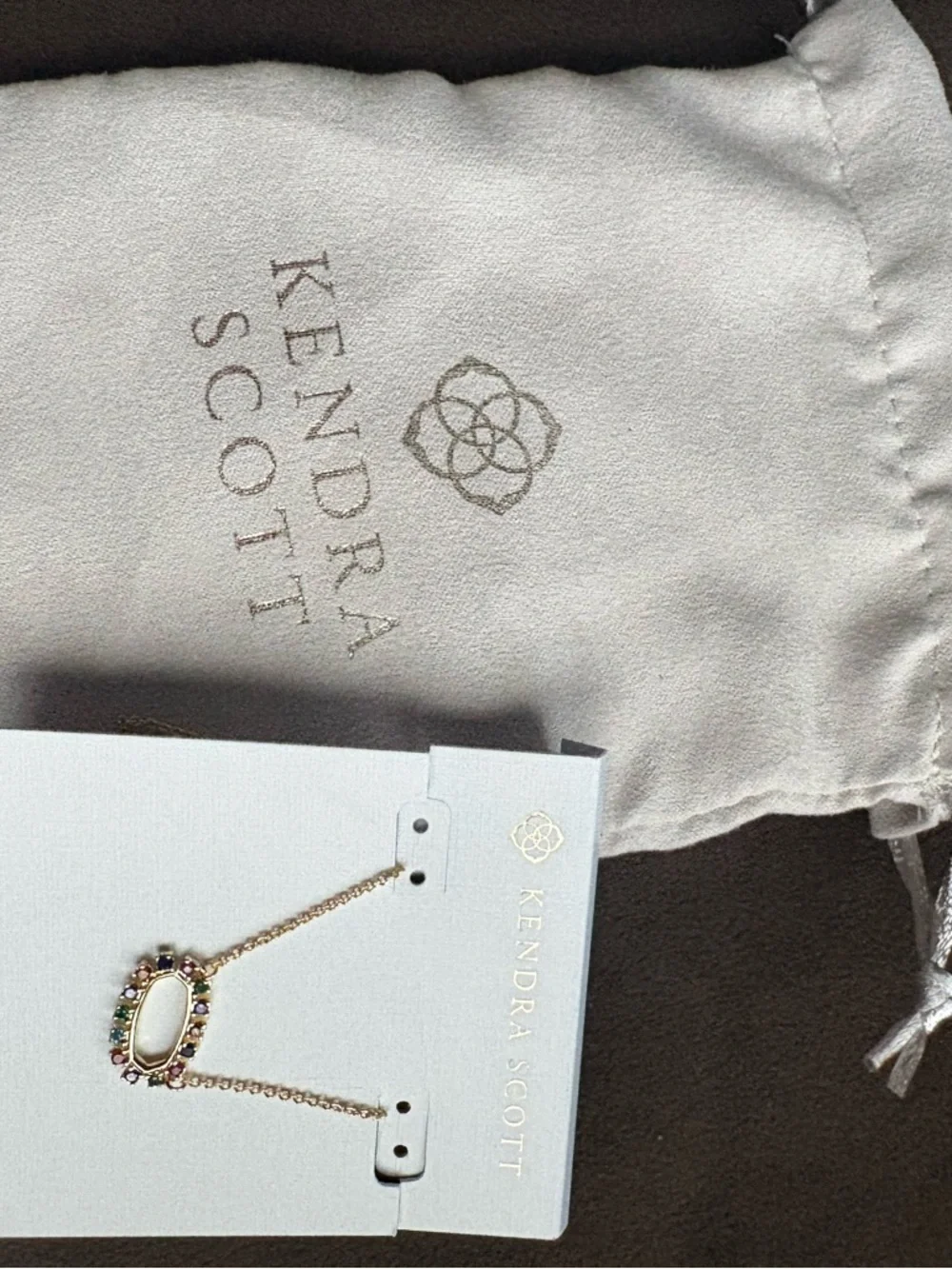 Kendra Scott Elisa Open Frame Multicolor Crystal Pendant Gold Necklace - Picture 2 of 4